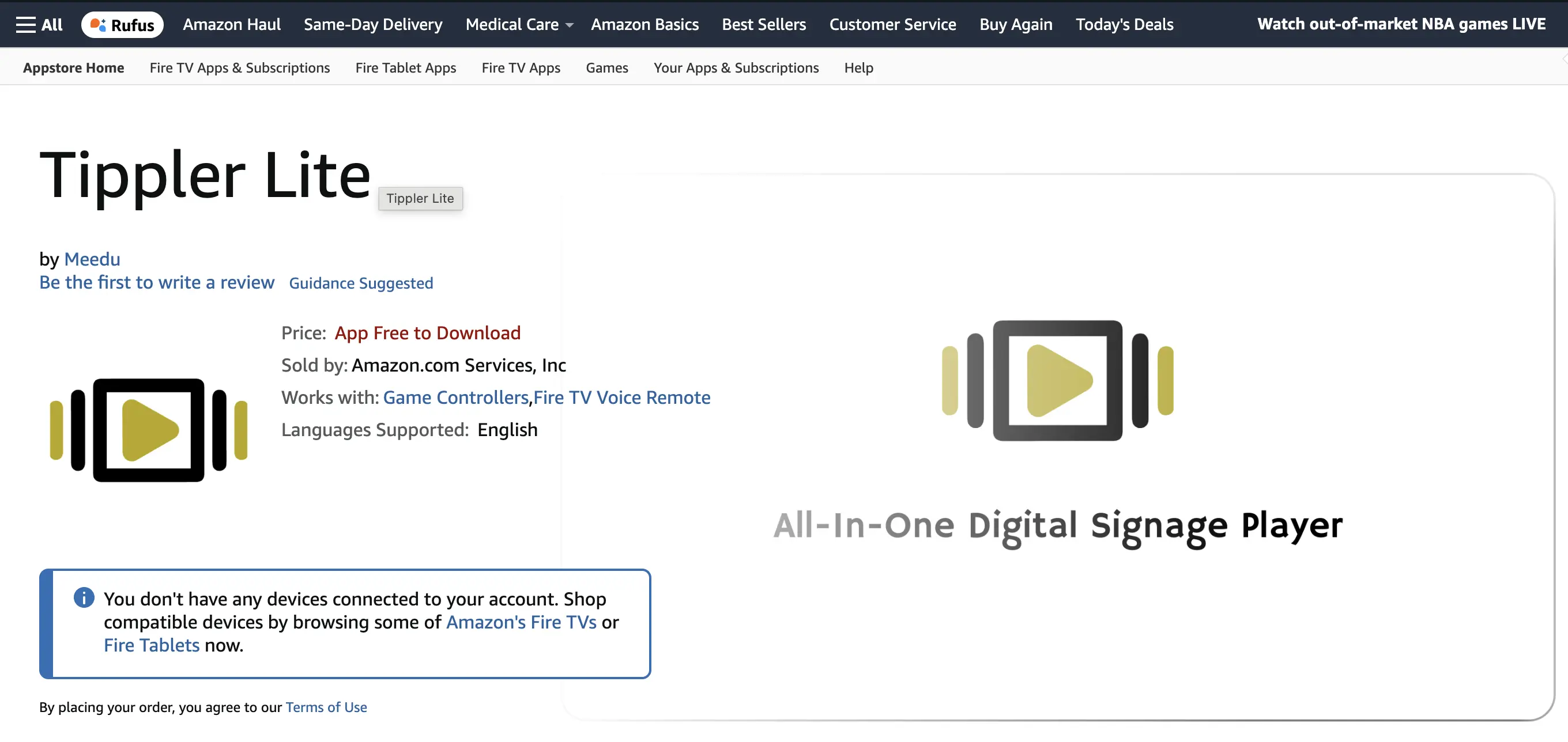 Amazon Appstore install screen