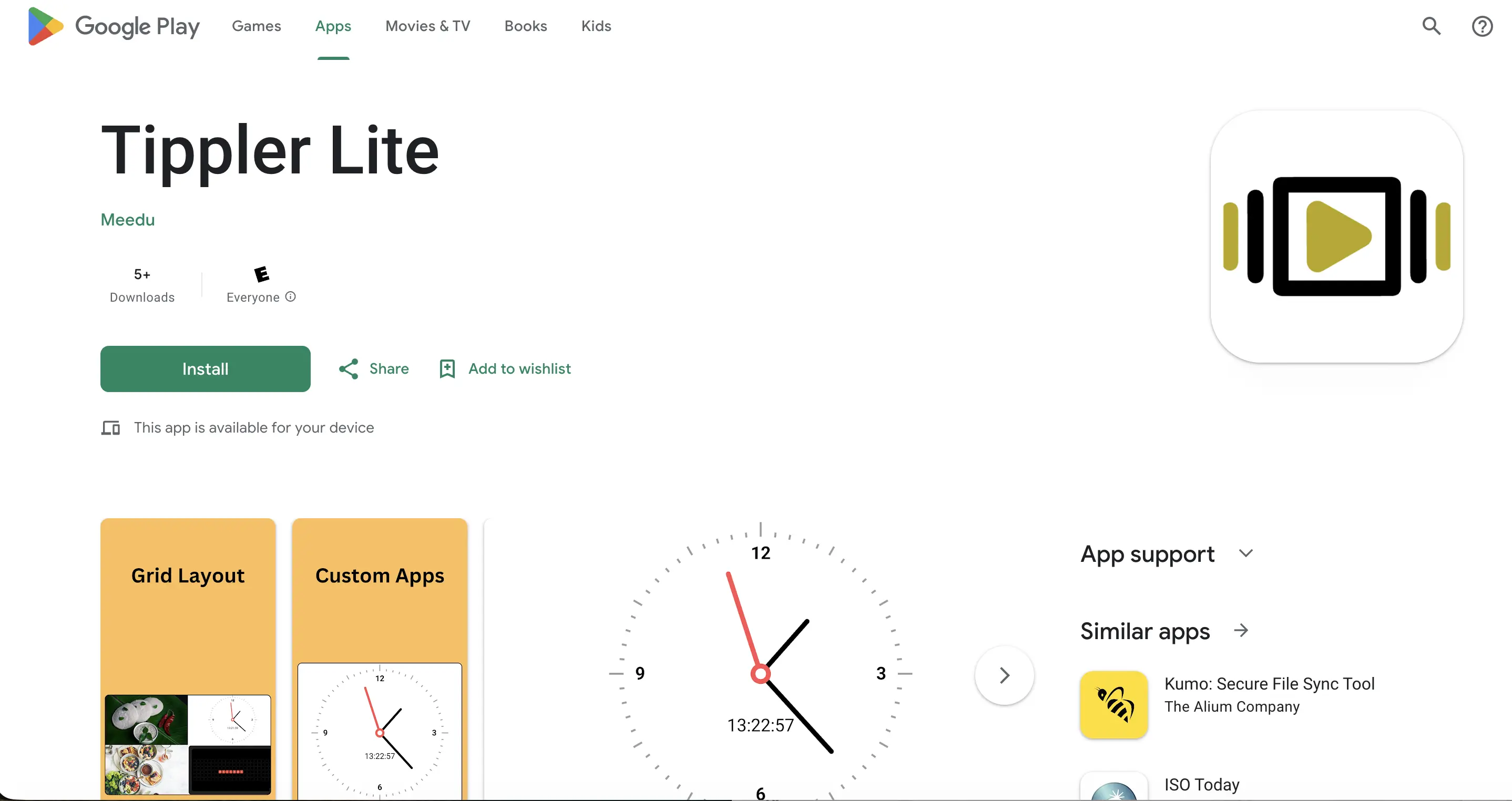 Google Play install screen